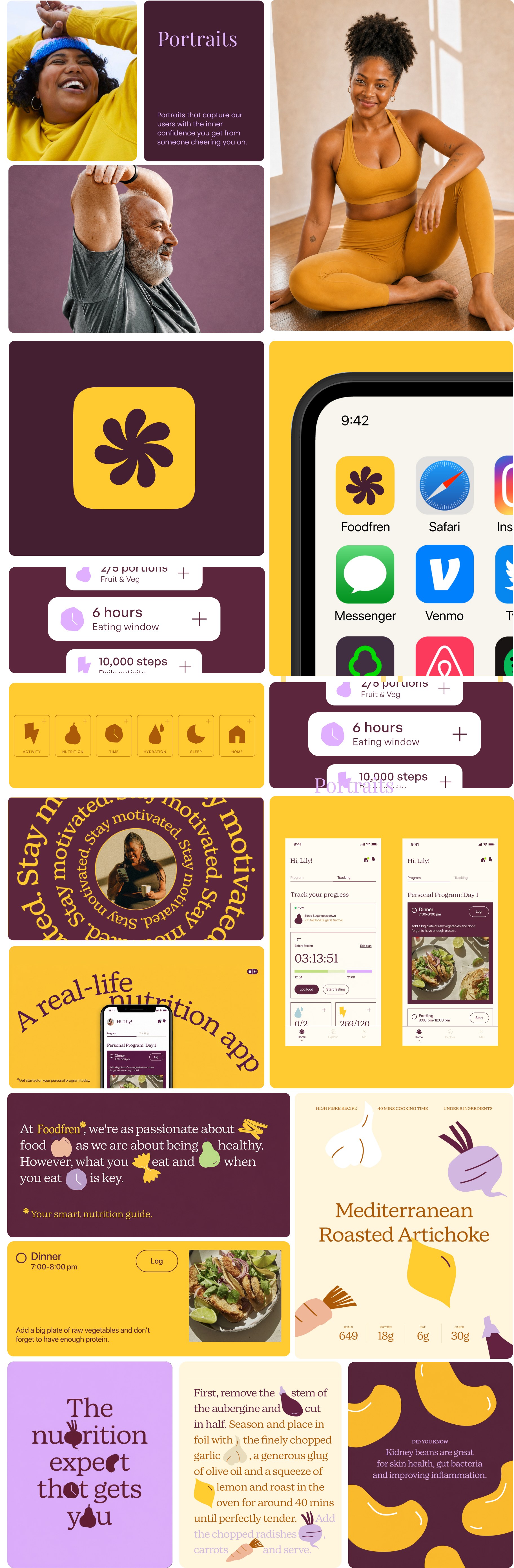 Portraits, app icon, widgets, recipes and billboards — the Foodfren brand world