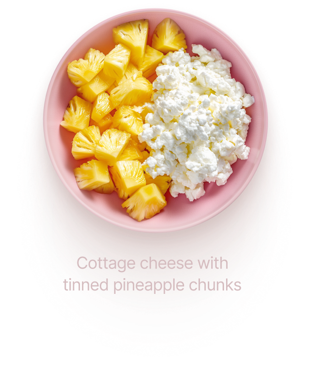 Cottage cheese with tinned pineapple chunks